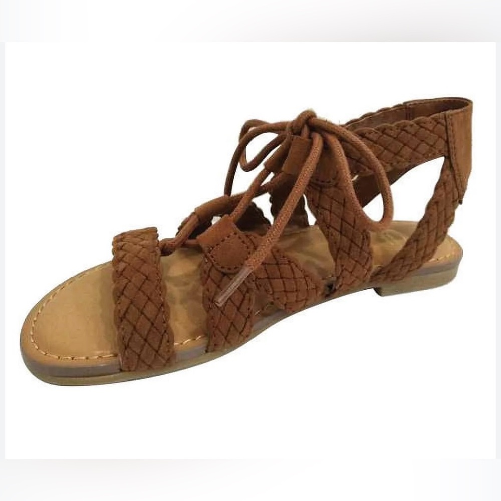 Pre-owned Wonder nation girls braided ghillie sandals color cognac/Size: 3